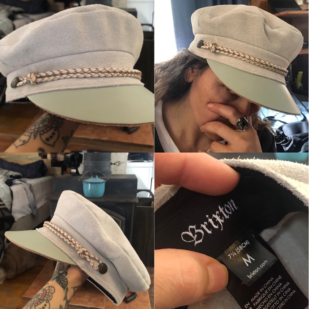 Brixton suede off white hat size medium